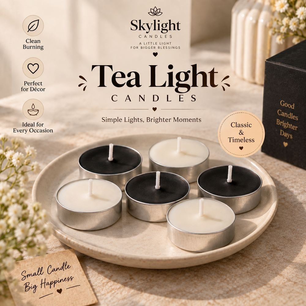 Tealight candles arranged on a plate
