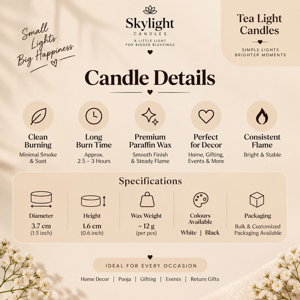 Tealight candle specifications